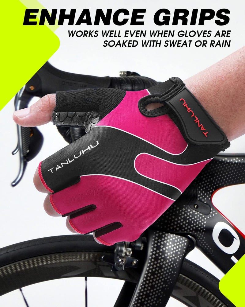 Tanluhu Cycling Gloves - Mountain Bike Half Finger Road Riding Gloves, Breathable, Shock-Absorbing, for Men and Women - Image 3